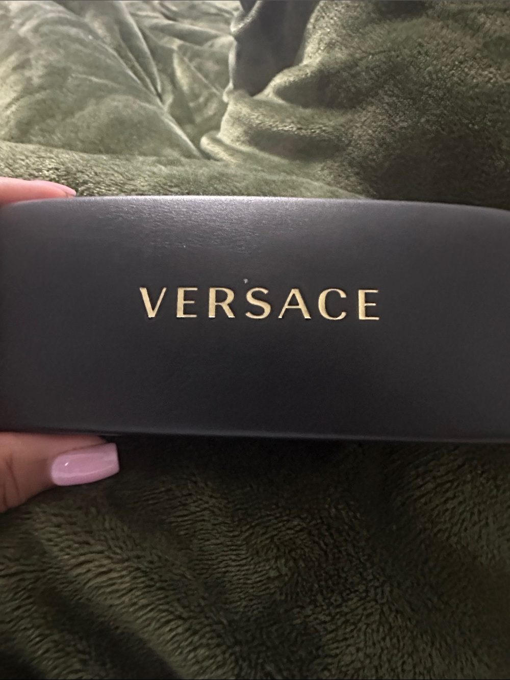 Versace Black Hard Sunglasses Case with Gold Logo